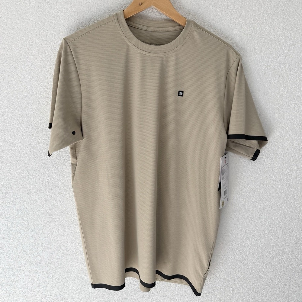 686 NEW Mens Lets Go Tech Tee Shirt Small Putty Performance Outdoor
